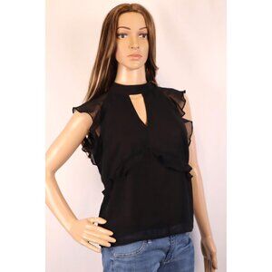Express By Black Ruffle‎ Sleeve Keyhole Blouse Size XS